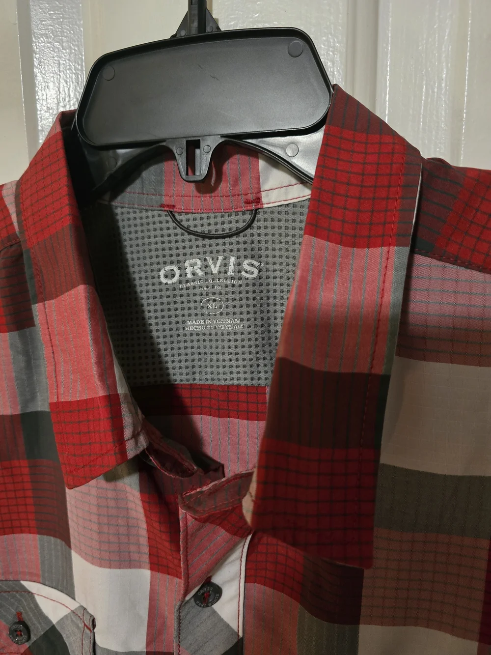 Orvis Red and Gray Plaid Button-Down Shirt - Picture 1 of 2